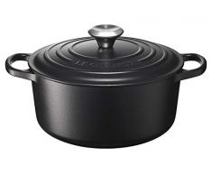 Le Creuset, Cocotte Signature en Fonte Émaillée avec Couvercle, Ø 24 cm, Ronde, Compatible avec Toutes Sources de Chaleur (Induction Incluse), Capacité : 4.2 L, 4.305 kg, Noir