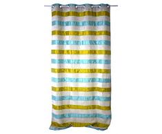 Linder 0971/81/375 Rideau avec 8 Oeillets Fusil Ronds Polyester/Viscose Bleu 135 x 260 cm