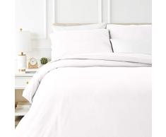 AmazonBasics Parure de lit avec housse de couette en flanelle 200 x 200 cm/65 x 65 cm x 2, Blanc