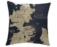 Merchandise Boutique Officielle Game Of Thrones Coussin 38x38 cm Coussinet Inclus Motif ImprimÃ© Le TrÃ´ne De Fer Carte De Westeros Maison Lannister Et Stark | IdÃ©e Cadeau (Carte de Westeros - bleu)