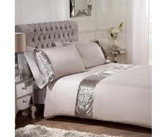 Sienna Sequins Housse de Couette, Vison, 100% Polyester, Microfibre Doux, Naturel Doré Vison, Super King Size