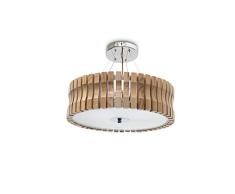 Relaxdays Lampe de Plafond Plafonnier Ã Suspendre Ãclairage lumiÃ¨re Chambre en Bois/Verre 5 Ampoules H 14cm, Marron