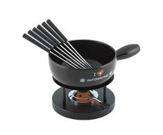 Kuhn Rikon 32242 Set de Fondue au Fromage I Love Switzerland 22cm, Noir