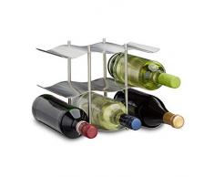 Relaxdays Casier à vin pour 9 bouteilles en inox 3 étages design moderne range-bouteilles HxlxP: 22 x 27 x 16,5 cm, argenté