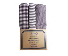 Campagne Table Linen Lot de 3 torchons Bleu