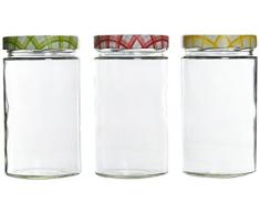 Tescoma 895116Â Pot pour bocaux 700Â ML, Transparent/Bouchon Multicolore, 3Â unitÃ©s