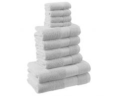 Dreamscene Ensemble cadeau de luxe Serviette de bain Bale, coton, Blanc, Lot de 10