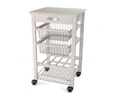 ARREDAMENTI ITALIA AR_IT 540 Arturo Blanc Desserte Cuisine Hêtre Massif Couleur 50 x 85 x 46 cm