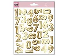 NOUVELLES IMAGES 75007850 Chiffres en Or et Points Blancs Ensemble DE 33 Mini Stickers Finition Matière Carton & Or Multicolore 14.49 x 7.5 x 0.1 cm