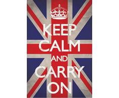 1art1 Motivation Poster - Keep Calm and Carry on, Union Jack (91 x 61 cm)