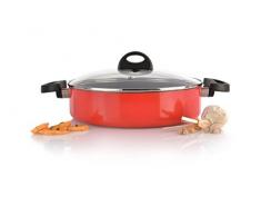 Berghoff 3700117 Sauteuse Italienne avec Couvercle Rouge 26 cm, Aluminium forgé