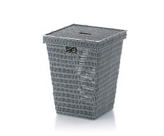 Kela 22602 Panier Ã Linge avec Couvercle Plastique TressÃ©/Inox Gris Clair 40 x 40 x 53 cm
