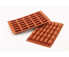 Silikomart 26.129.00.0060 SF129 Moule Forme Bûche Taille Mini 30 Cavités Silicone Terre Cuite