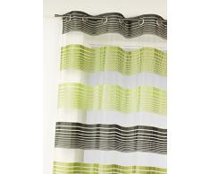 Home Maison HM6989305 Voilage à Fines Rayures Horizontales Organza Polyester Bambou 140 x 240 cm