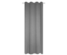 Home Fashion Rideau occultant Rideau Paillettes Impression, Polyester, Gris, 245Â x 140Â cm