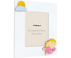 Fabula Cadre de Table laquÃ© avec Applications en Bois Naturel Â« Nice Angels Girl Â» pour Photo 13 x 18 cm Vertical, Multicolore, 13 x 18 cm