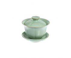 TEA SOUL, GAIWAN Traditionelle Chinois, Bol Ã Couvercle, Tasse Ã ThÃ© avec Soucoupe et Couvercle en Porcelaine Ru, Format 120 ml
