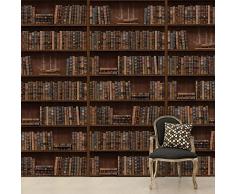 Walplus 264x290 cm Mural Autocollants Vintage BibliothÃ¨que Amovible Auto-AdhÃ©sif Mural Art Stickers Vinyle Maison DÃ©coration DIY Salon Chambre Bureau DÃ©cor Peint, Marron