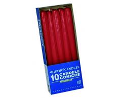 Cereria de Giorgio risthò Bougies Coniques pour bougeoir, Cire, Rouge, 2.2 x 25 cm, 10 unités