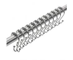 iDesign 55910EU (Lot de 12), Crochets Doubles en mÃ©tal Salle de Bain, accroche Rideau pour Tringle de Douche, argentÃ©, 4, 5 cm x 0, 8 cm x 8, 3 cm piÃ¨ce