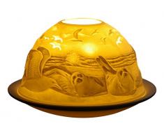 Him DL0058 Vie Plage (Beach Life) -photophore en Porcelaine, Blanc CassÃ©, 12x12x8 cm