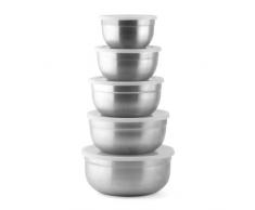 Weis 21220 Set de 5 Bol de Cuisine, Acier Inoxydable, Argent, 20 x 20 x 12 cm