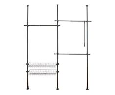 Wenko SystÃ¨me TÃ©lescopique Herkules Duo SystÃ¨me de Rangement Individuel avec 3 Tringles et 2 Corbeilles pour Penderie Accessible 215 x 300 x 38 cm, Acier, Noir, 164-215 x 165-300 x 38 cm