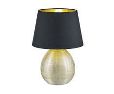 Reality, Lampe de table, Luxor 1xE27, max.60,0 W Tissu, Multicouleur, Corps: CÃ©ramique, or Ã:24,0cm, H:35,0cm IP20,Interrupteur de cordon