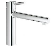 GROHE Robinet de Cuisine Concetto Bec Medium avec Douchette Escamotable Plage de Rotation à 100° Starlight Basse Pression 31214001 (Import Allemagne)