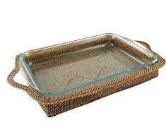 BYRMAY I Plat Ã gratin Pyrex Rectangulaire I Rotin