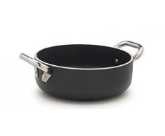 Pentole Agnelli alblack Casserole Basse, en Aluminium, Ã©paisseur 5Â mm, Fond Induction DE 10Â mm, avec 2Â anses en Acier Inoxydable, Noir 28Â cm Noir