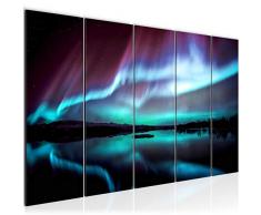 Tableau decoration murale LalumiÃ¨repolaire 200 x 80 cm - XXL Impression sur Toile Salon Appartment 5 Parties - prÃªt Ã accrocher - 609155b