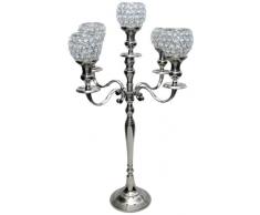 Inside Retail 500720 Candélabre avec 5 Boules de Cristal Bougeoirs Poli Miroir Aluminium 60 cm 2,1 kg