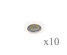 wonderlamp Basic w-e000114Â Pack de spots encastrables ronds fixe avec douille gU10, blanc, 8Â x 1.5Â cm, lot de 10