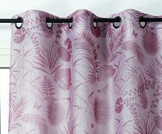 Linder Voilage Motif Tropical, Polyester, Rose, 140x275 cm