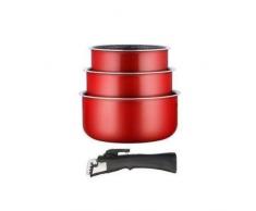 Arthur Martin AM120 Rouge Jeu DE 3 CASSEROLES, Aluminium, 20 cm