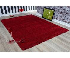 VIMODA Tapis Moderne Ã Poils Longs, Poils Ã Poils Long Chemin de Table, Soft Touch, Tapis Uni Rougeâ¯; Tailleâ¯: 60Â x 220Â cm