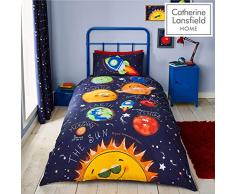 Catherine Lansfield Happy Space Parure pour Couette, Polycoton, Bleu Marine, Simple