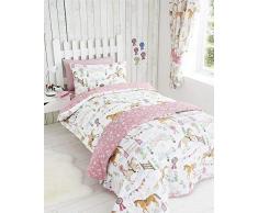 Kids Club - Parure de lit Simple - Housse de Couette et taie doreiller - Motif Chevaux - pour Fille