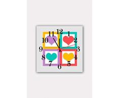 Bonamaison Horloge Murale en MDF, Multicolore, 30 x 30 cm