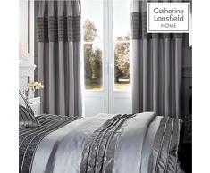Catherine Lansfield Filaire en Velours Band Rideau Ã Åillets, Polyester, Polyester, Gris, 66 x 90 inch