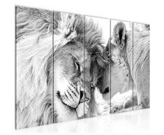 Tableau decoration murale Les lions aiment 200 x 80 cm - XXL Impression sur Toile Salon Appartment 5 Parties - prêt à accrocher - 002155c