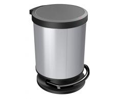 Rotho 1015510264 Poubelle à pédale, in-Mould Labelling Silver Metallic, Taille Unique