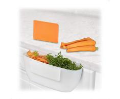 Relaxdays Bac Ã dÃ©chets de cuisine 2 litres pour Ã©pluchures avec spatule HxlxP: 10 x 27, 5 x 16 cm, blanc