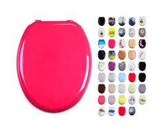 MSV 141012 Abattant WC MDF Fushia avec charniÃ¨res en Acier Inoxydable, INOX, Fuchsia, 12 cm