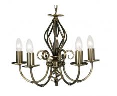 Oaks Lighting Tuscany Lustre 5 lumières Laiton antique