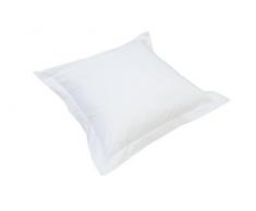 Nuit de France 331209 Taie Oreiller 80 Fils Finition Volant et Recouvrement Percale Coton Blanc 70 x 45 x 0,5 cm
