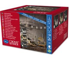 Konstsmide 4128-800 Guirlande de 8 Lampes Tempête + 8 LED Blanc Chaud + Câble Transparent Doré 24 V