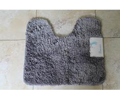 Cazsplash Tapis Contour WC en Microfibre, Coton, Gris, 50 x 53 x 2.5 cm