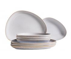 Mäser Série Il Lago - Lot de 4 assiettes en céramique pour 4 personnes - Bleu clair Service de table 8 pièces bleu clair